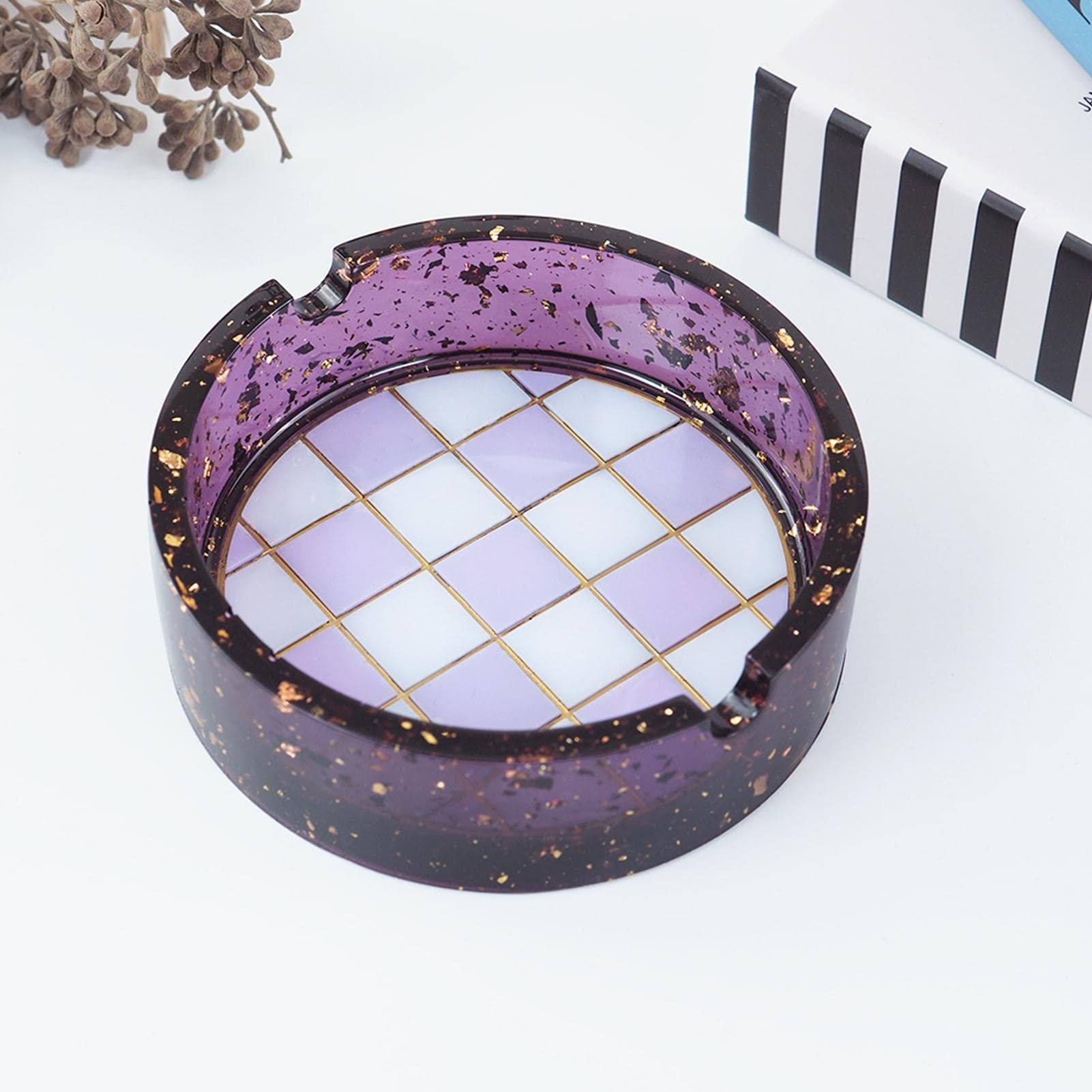 Moule En Silicone Pour Cendrier Résine - Forme Damier Carré/rond, DIY Bougies, Décorations