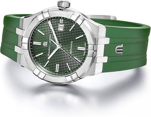 Maurice Lacroix | AIKON Automatic Date 42mm | Stainless Steel | Green, Clous de Paris Patterned