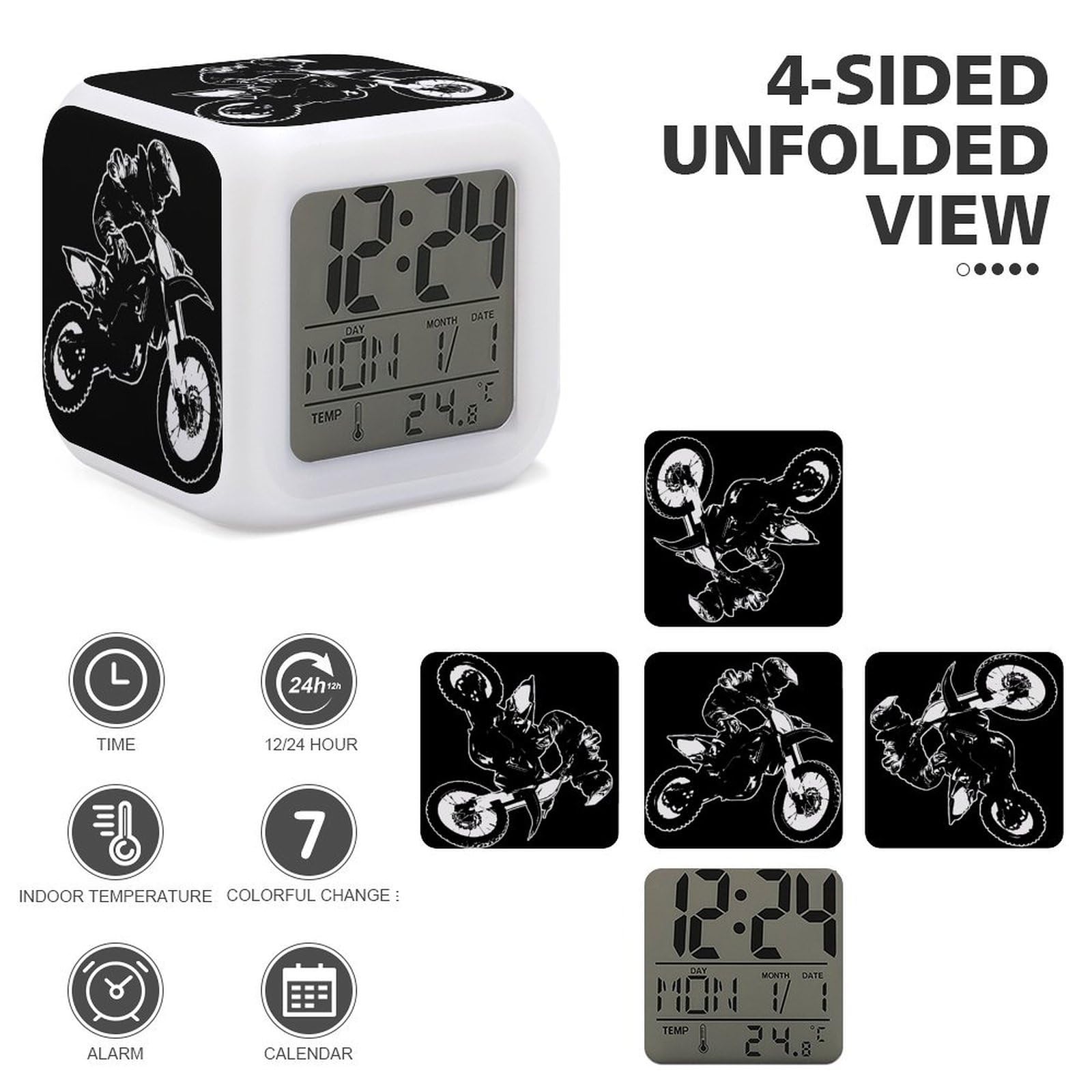 Amazon.com: Dirt Bike Motocross Racing Rider Digital Alarm Clock 7