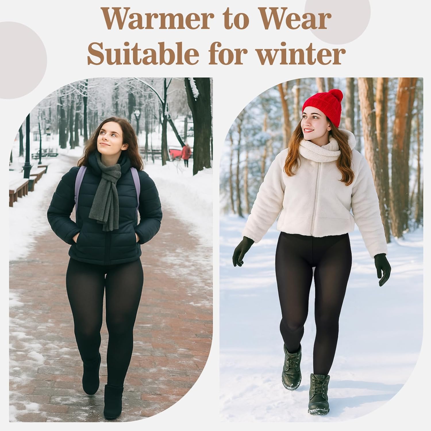 HooLing 3 Pair Plus Size Fleece Lined Tights for Women Fake Translucent Winter Thermal Leggings Warm Thick Tights for Gifts - Image 6