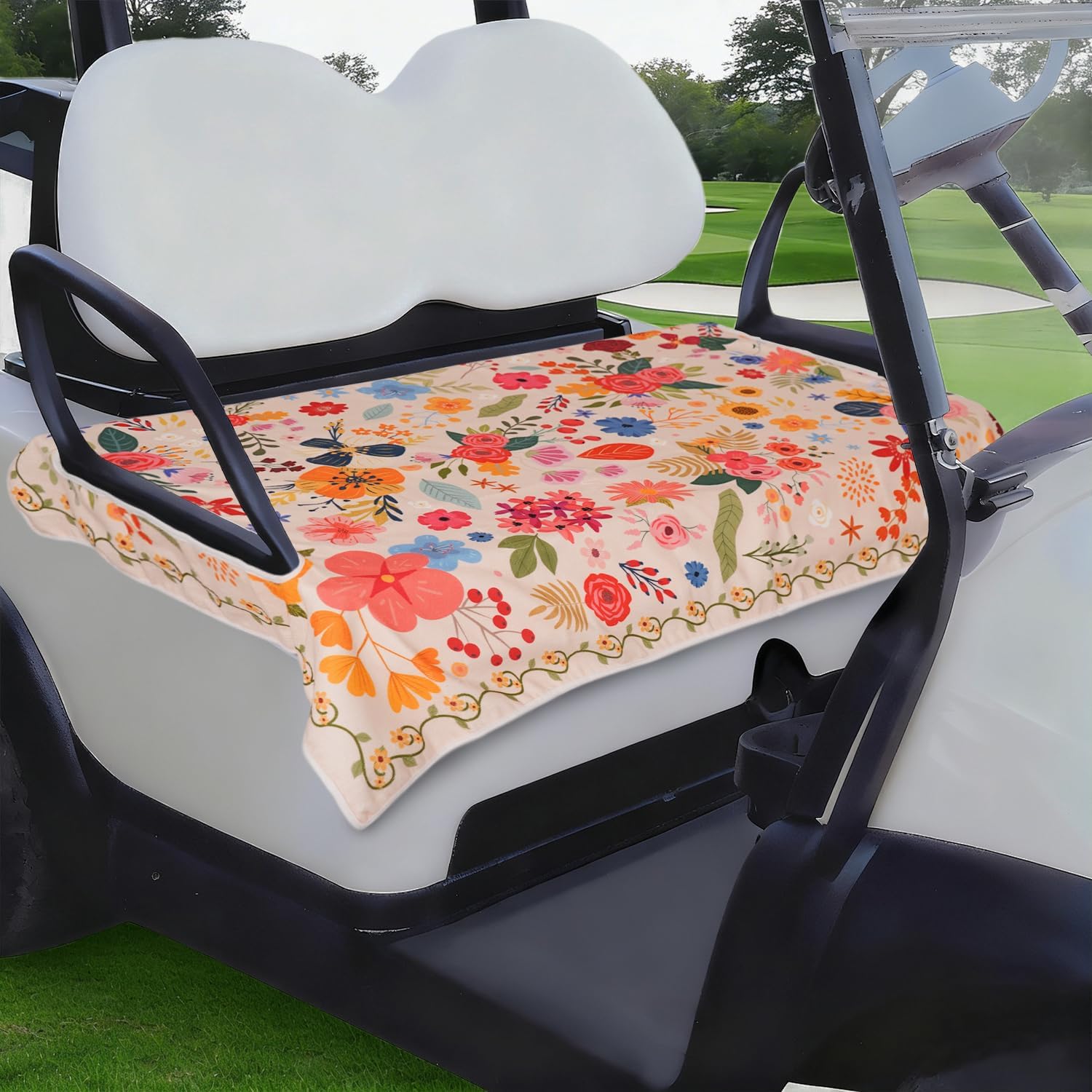Golf Cart Seat Covers, Universal Golf Cart Seat Towel Blanket for Yamaha, EZGO, Club Car, Icon and More 2-Seat Carts, 100% Microfiber Keeps Seat Comfortable and Clean