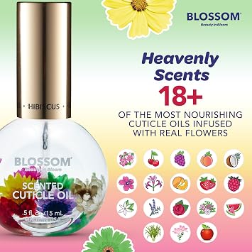 Blossom 10 in 1 Professional Manicure, Pedicure, Facial, 2 Pack Bundle | Stainless Steel Nailcare Nail Clipper Kit with Travel Case, 0.5oz Hibiscus Scented Cuticle Oil, Jojoba Vitamin, Stuff