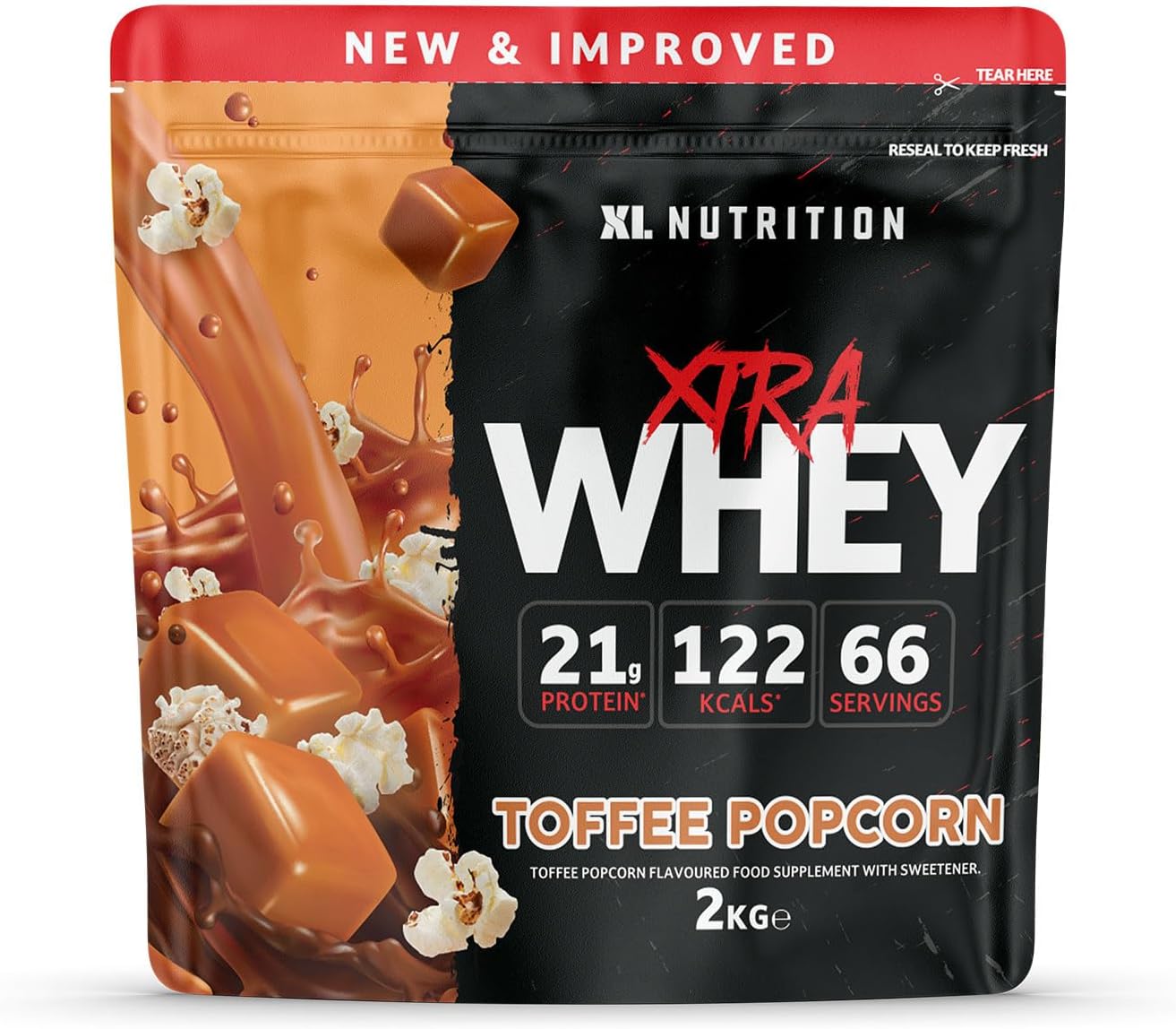 Whey Protein Powder | High Protein, Low Carbohydrates | 67 Servings, 2kg | Suitable for Vegetarians | Ideal for Muscle Building, Recovery Support (Caramel Toffee Popcorn Flavour)