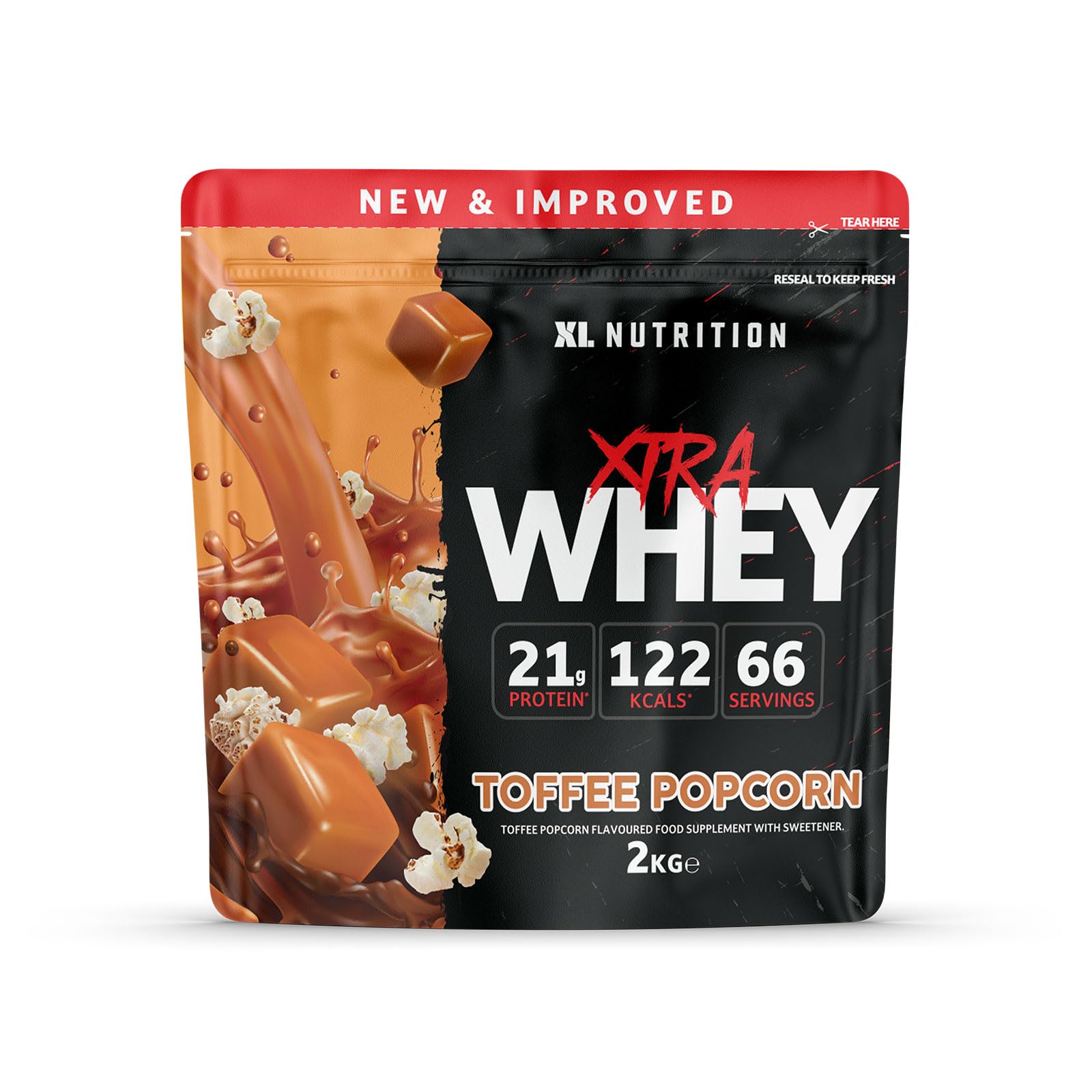 Whey Protein Powder | High Protein, Low Carbohydrates | 67 Servings, 2kg | Suitable for Vegetarians | Ideal for Muscle Building, Recovery Support (Caramel Toffee Popcorn Flavour)