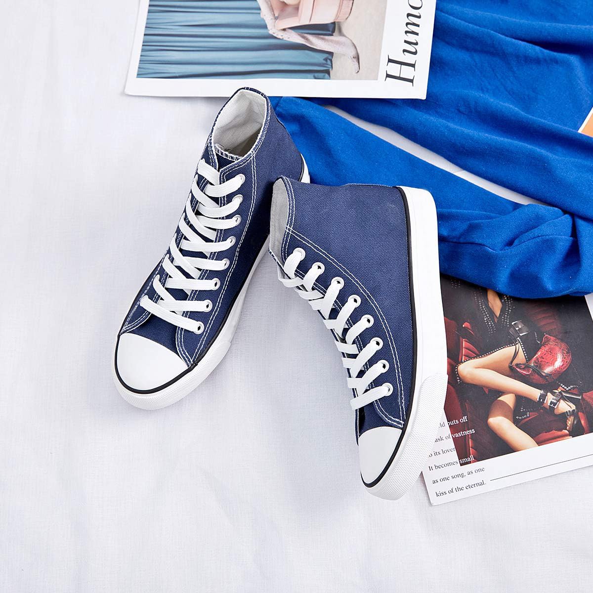 Womens Canvas Sneakers High Top Lace ups Casual Walking Shoes - Image 3