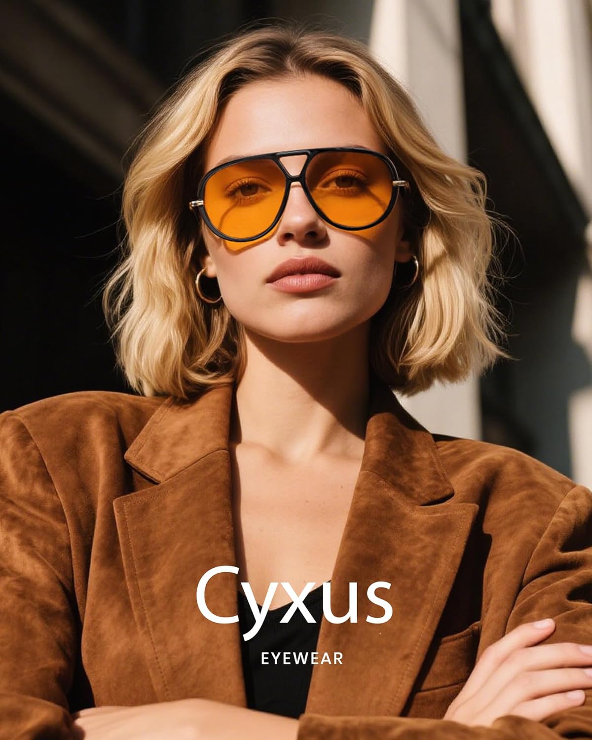 Cyxus Aviator Sunglasses for Women Men Oversized Tangle Free Retro 70s Vintage Trendy 1319 - Image 2