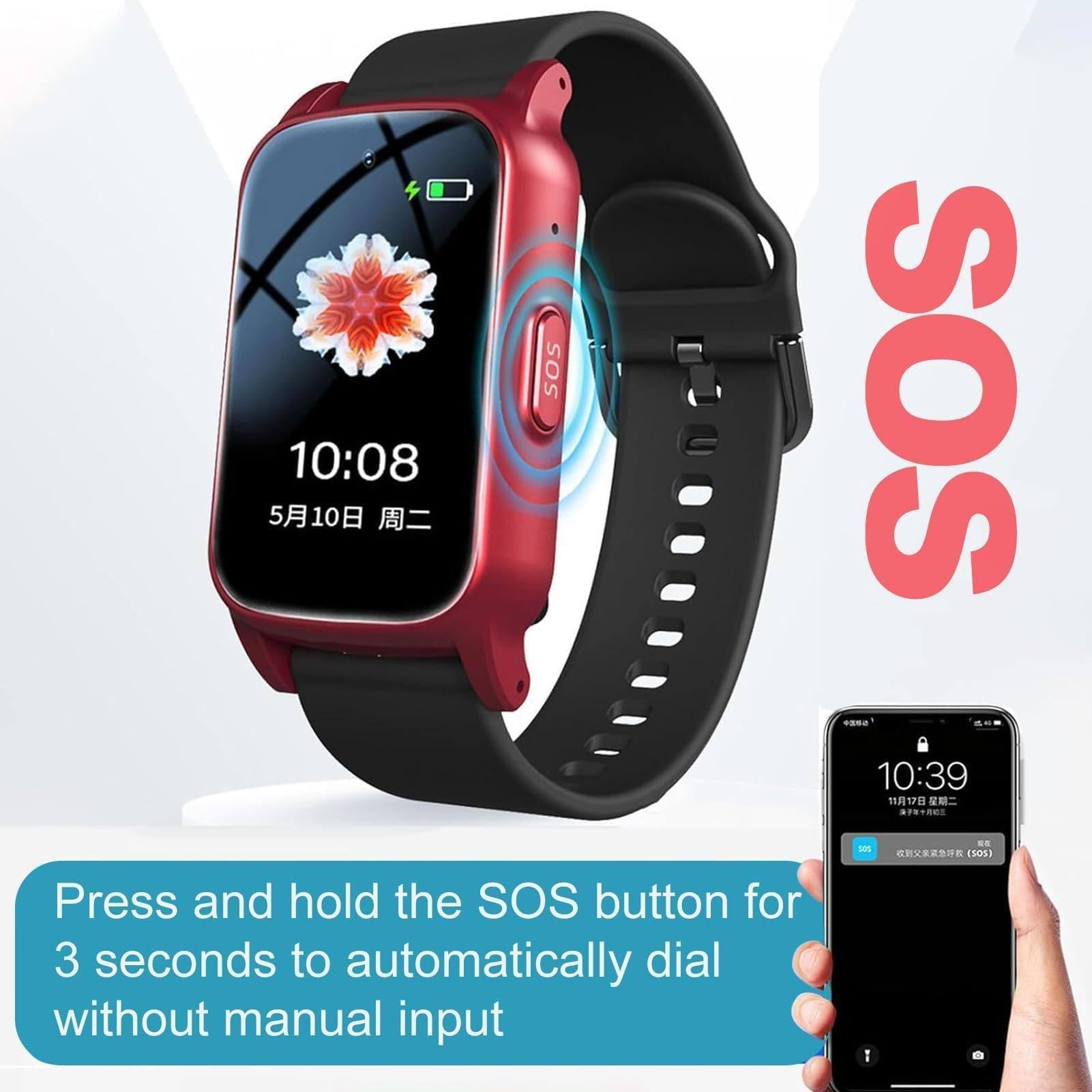 Reloj inteligente con detección de caídas y función de llamada SOS, dispositivo de alerta de caída para personas mayores, pulsera de posicionamiento antipérdida para demencia y Alzheimer