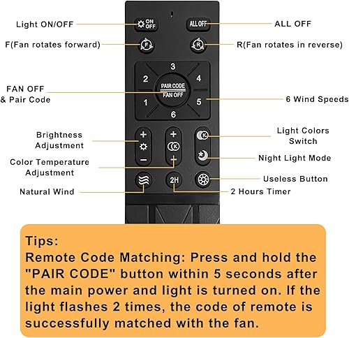 Miniatura 7 de Ventilador de techo con control remoto de luz, ventilador de techo regulable de 42 pulgadas para interiores y exteriores, para dormitorio, porche,