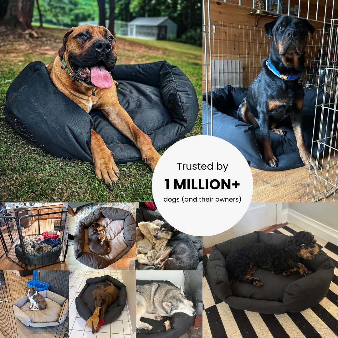 K9 Ballistics Tough Ripstop Oval Bolster Dog Bed, Calming Round Den Shape, Scratch Resistant, Machine Washable - Small, Black Ripstop - image 4