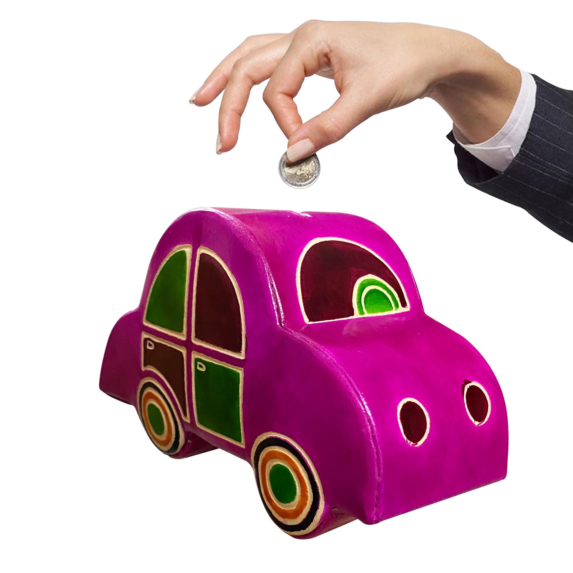 Balona Handmade Genuine Leather Saving Coin Box Gullak Money Piggy Bank for Kids/Adults/Boys/Girls/Men/Women (Car Pink) (B0D7HMYKKV) Amazon Price History, Amazon Price Tracker