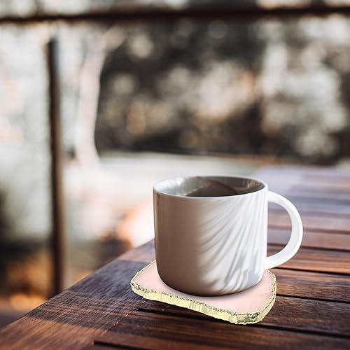 Miniatura 8 de Luxshiny Posavasos de cuarzo rosa con ágata de cristal natural, geoda, rodajas de piedras preciosas irregulares para bar, bebidas, tapete para