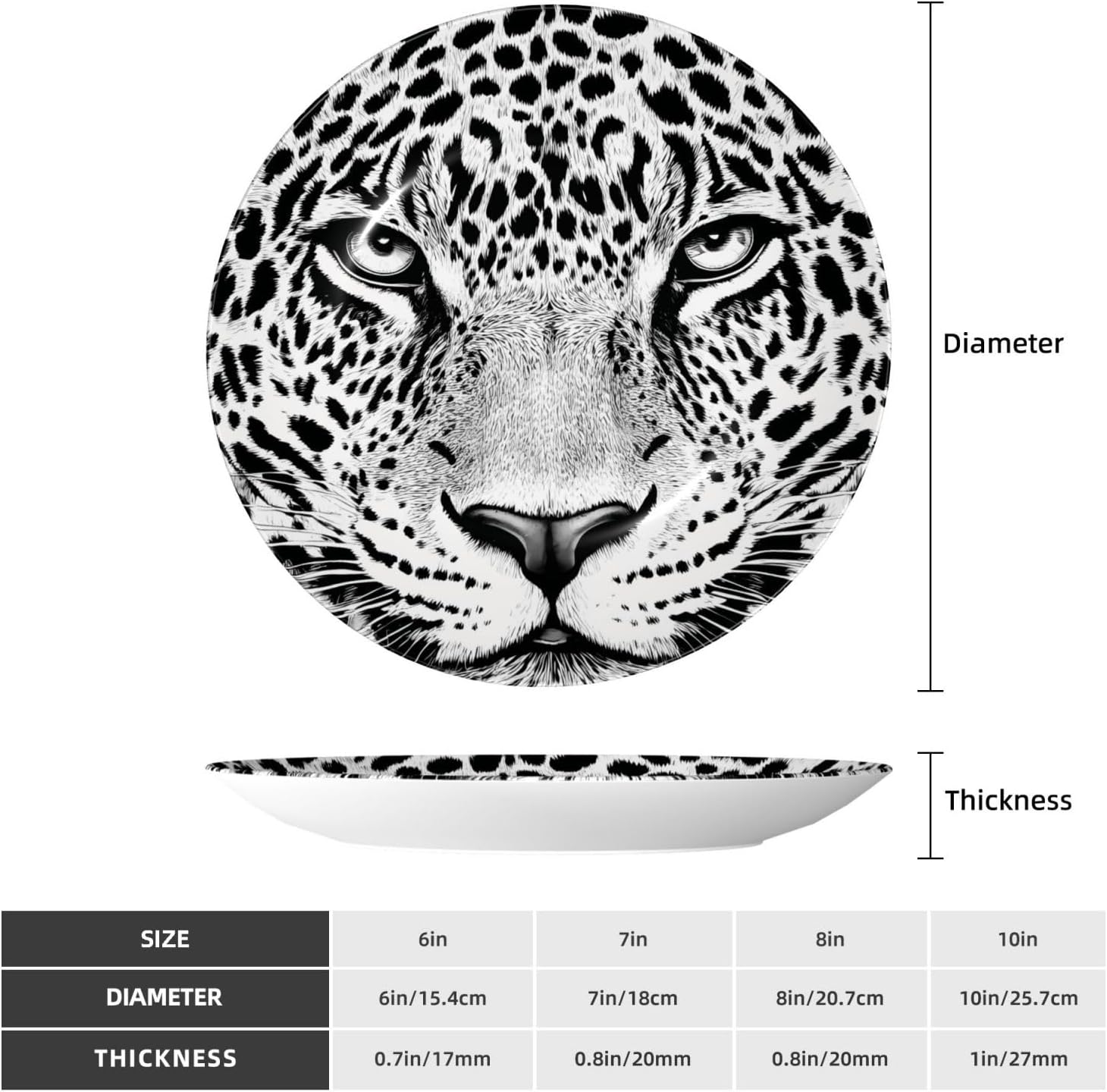 Leopard Style Ceramic Plate Display Home Display With Stand Wall Hanging Plate For Home Decor 10 Inch