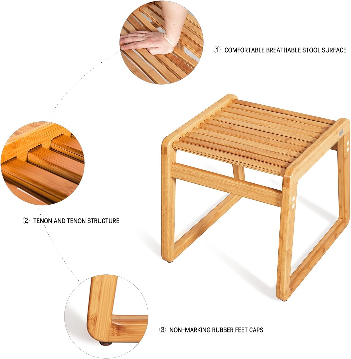 JIKUGO Bamboo Detachable Soft Square Chair - Dining Chair,Plain Bamboo Seat for Home and Kitchen(Wood Color) - Chairs