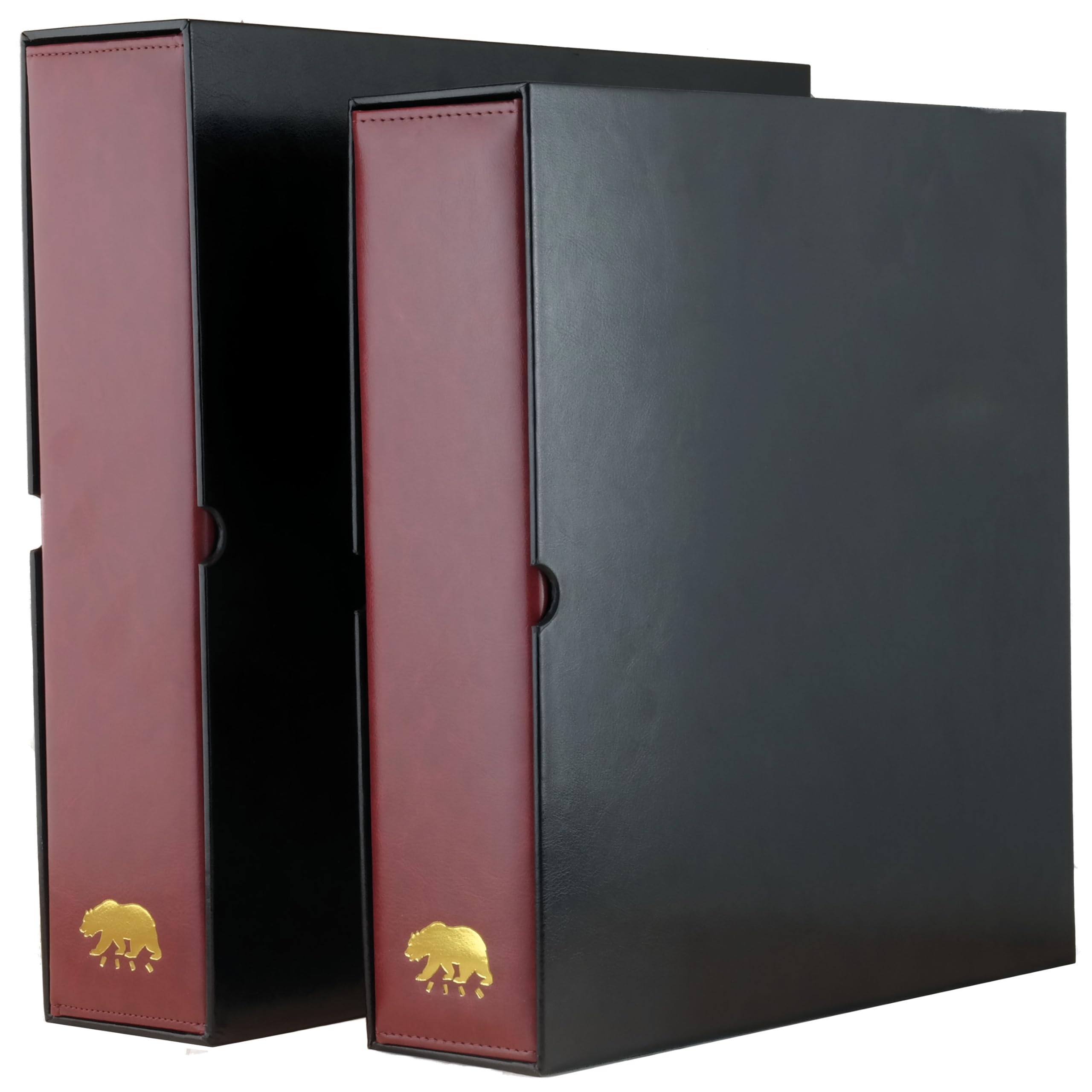 Ursae Minoris Estate Library Ringbuch mit 4 D-Ringen, mit Schuber für Münzen, Briefmarken, Währungen, Banknoten, Dokumente und andere Sammlerstücke, Burgunderrot