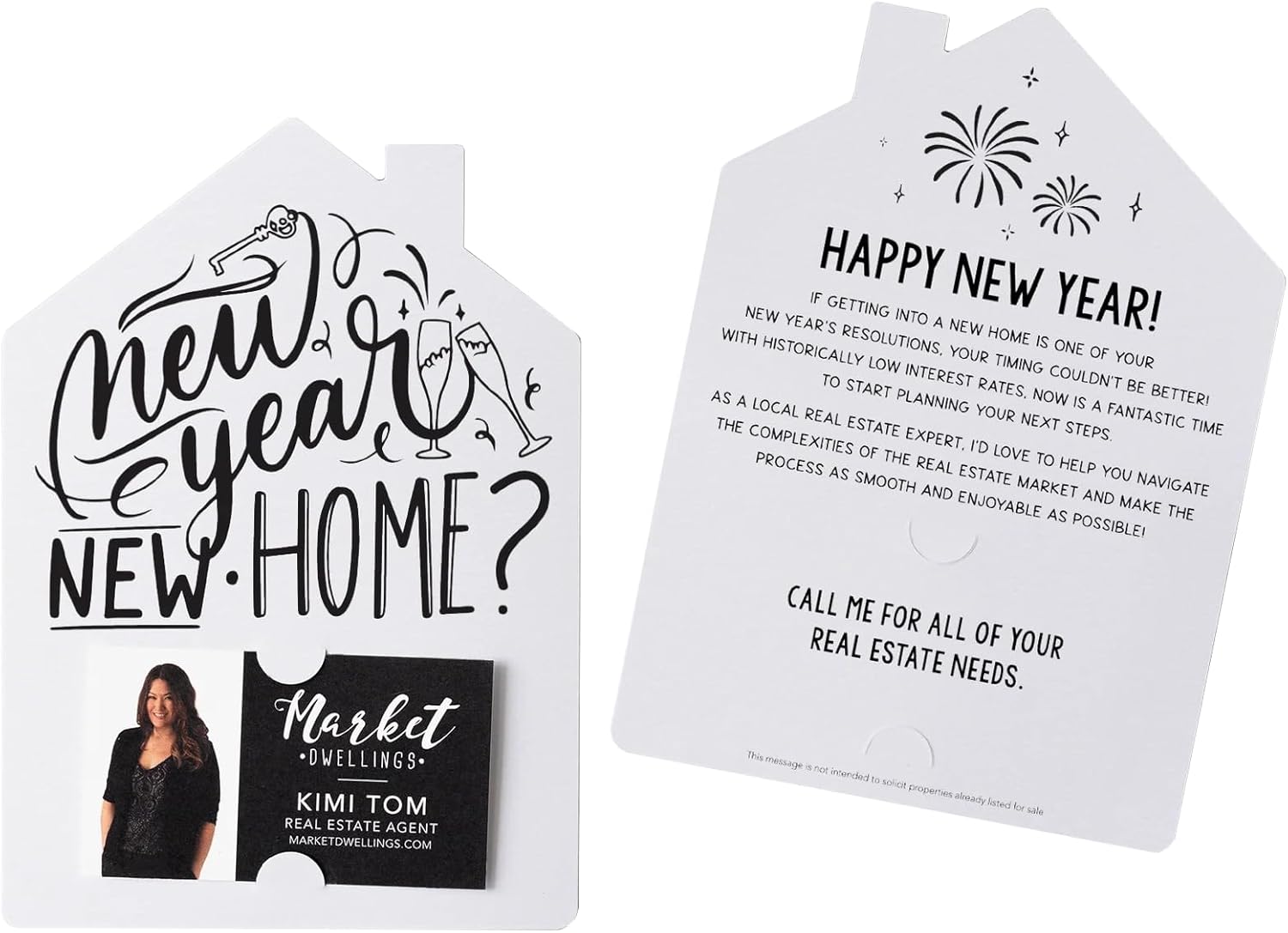 Set of New Year, New Home New Years Mailer Greeting Cards