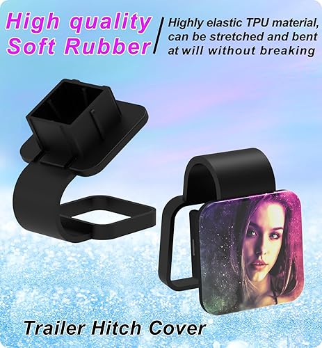 Miniatura 5 de CHUANJI Cubierta de enganche de remolque de 2 pulgadas, cubierta de enganche de remolque para niña, hermoso retrato, enchufe de enganche de tubo