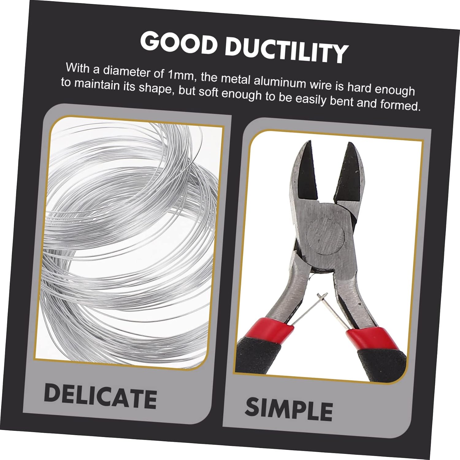 HOMSFOU 1mm Bendable Aluminum Wire for Crafts 50m Length DIY Metal Wire for Sculpting with Pliers