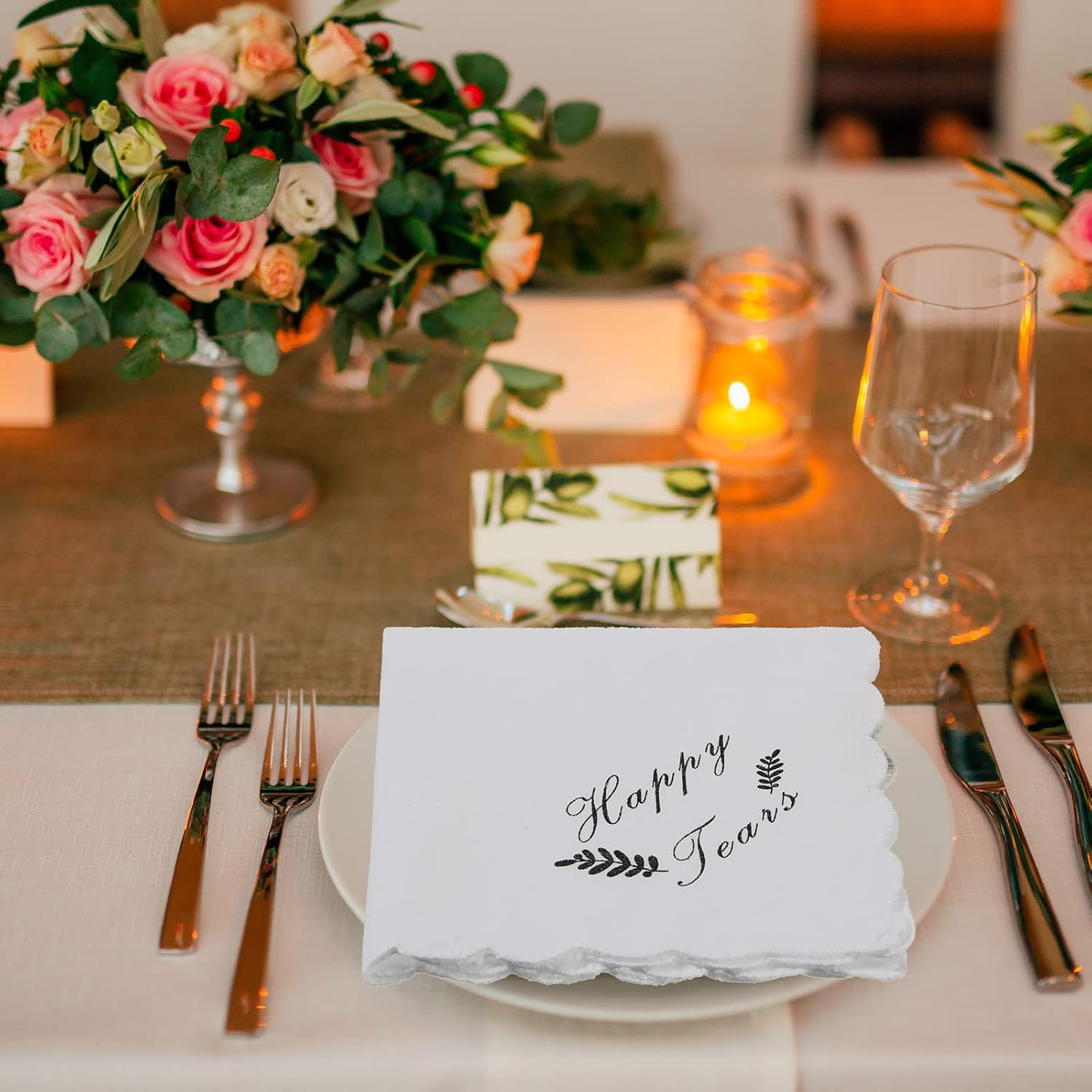 Newwiee 50 Pcs Happy Tears Handkerchiefs Wedding Handkerchiefs Bulk Bride Gifts Accessories for Wedding Big Day Fun - Image 7