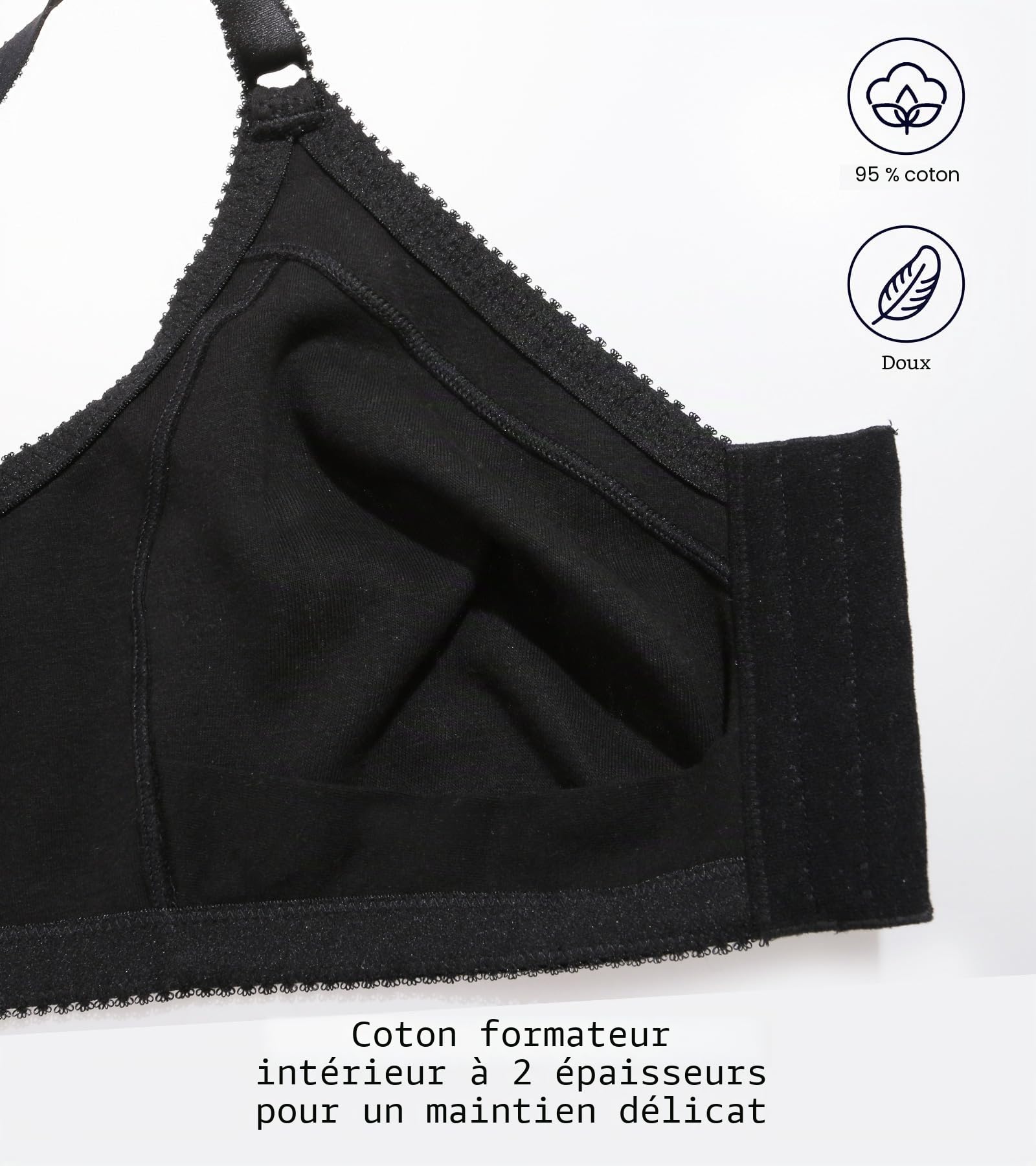 DotVol Femmes Front Fermeture Coton sans Fil sans Doublure Confort Tous Les Jours Soutien-Gorge