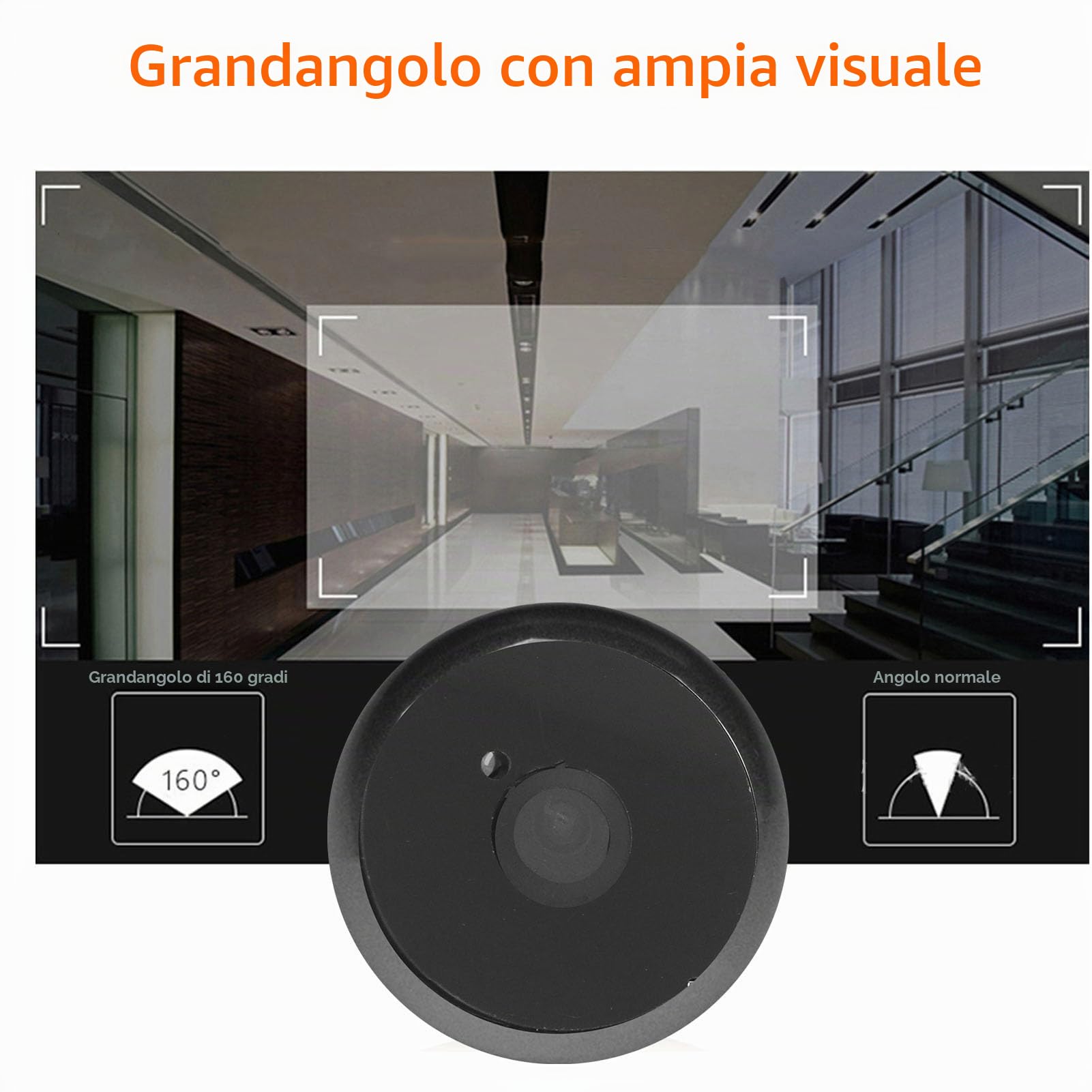 Telecamera Spioncino, Obiettivo 1080P 2MP, Videocitofono, Batteria 1400mAh, Rilevamento Movimento per di Sicurezza Domestica