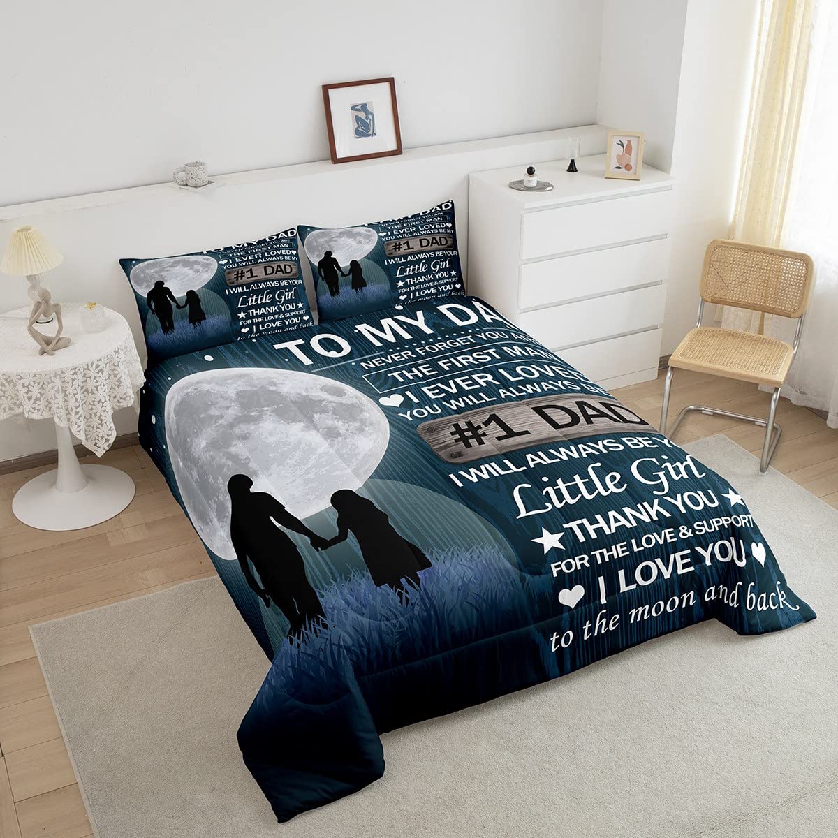 Juego de Ropa de Cama para el día del Padre, Regalos de cumpleaños para papá, Abuelo, Juego de edredón Ultra Suave de Hija, edredón de Relleno Interior, decoración de habitación, Juego de edredón de