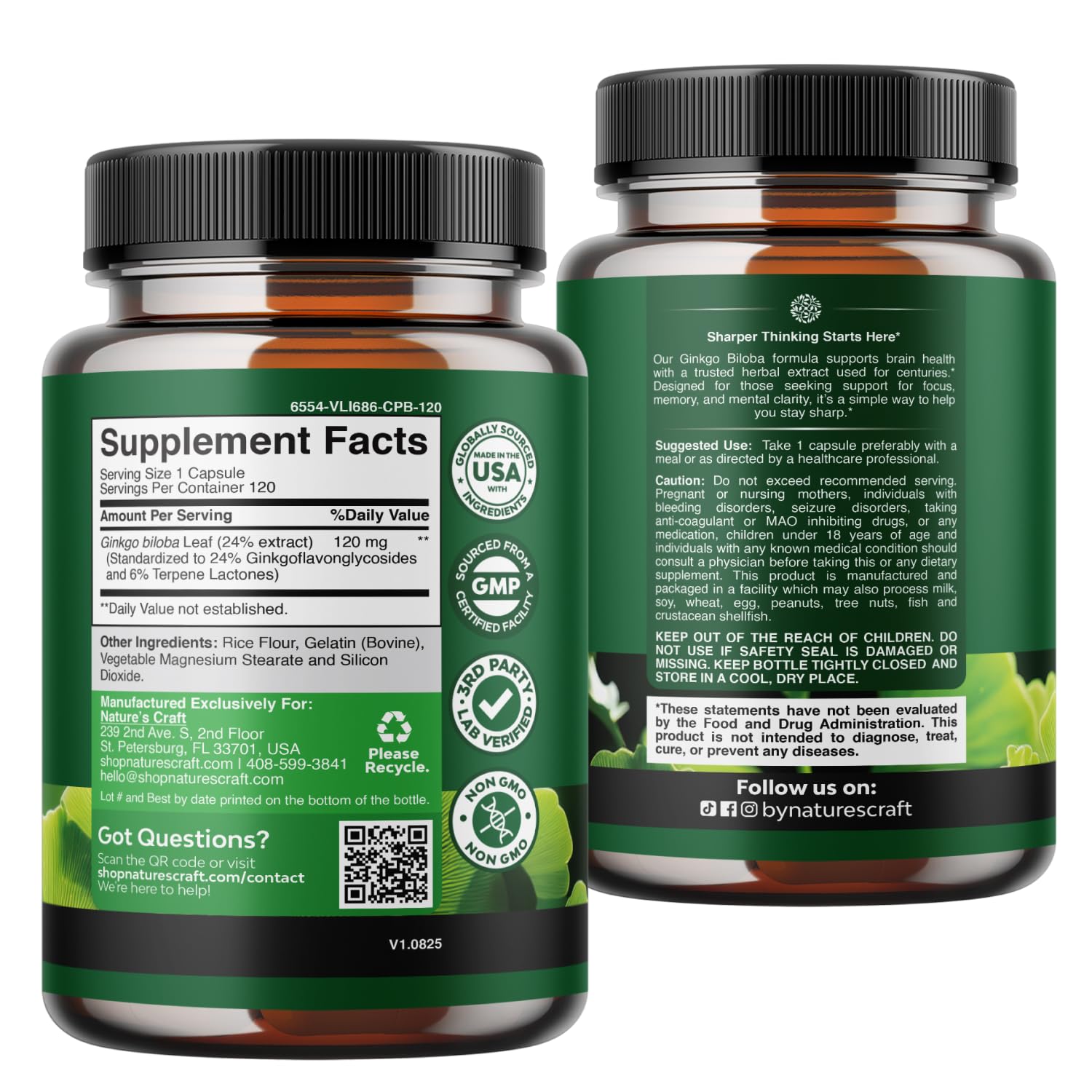 Natures Craft Ginkgo Biloba Capsules 120mg for Focus & Memory - 120 Count — Amazon image 7