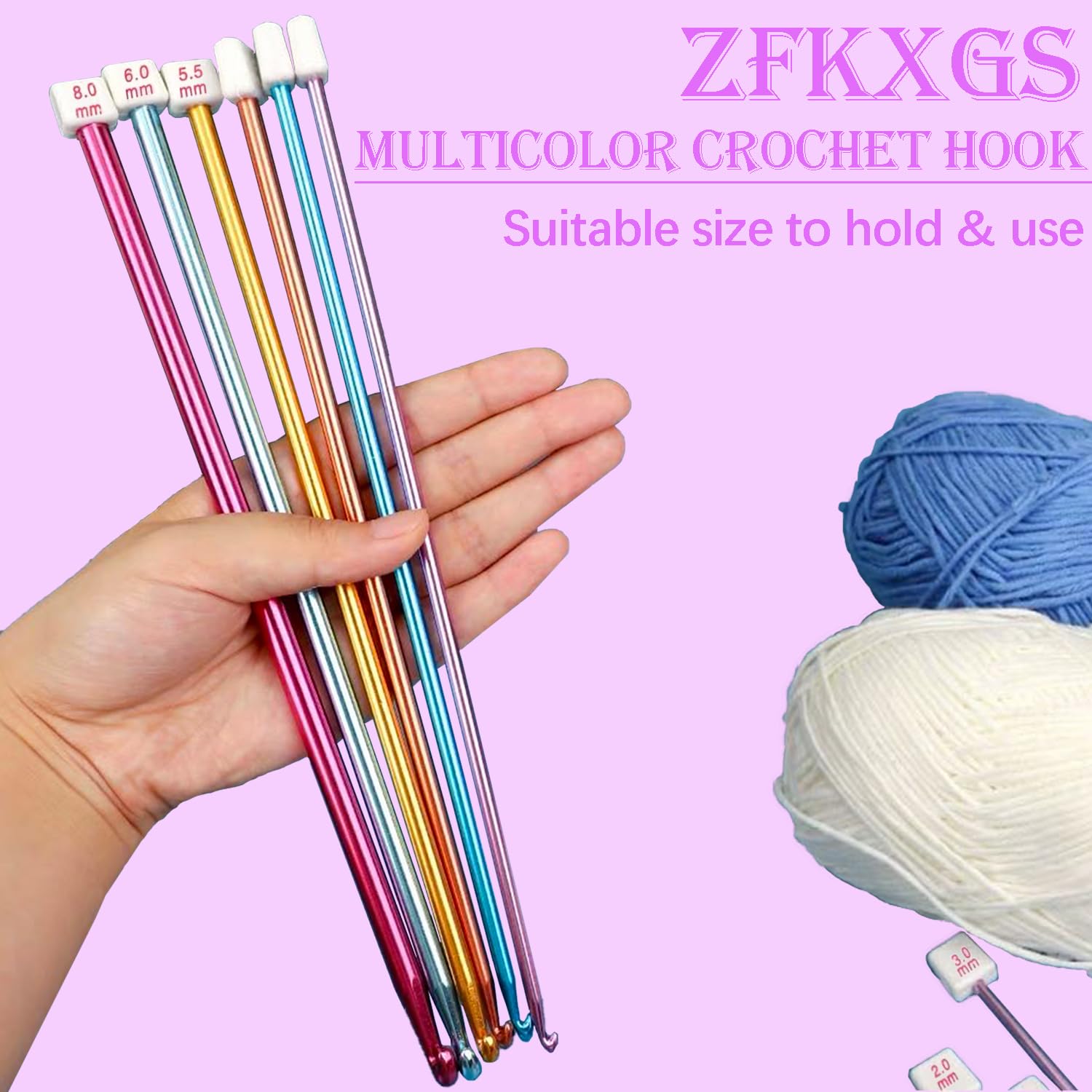 ZFKXGS 11 PZ Uncinetto Set con Custodia 2mm-8mm Crochet Kit Uncinettos Principianti Set Uncinetti in Alluminio Colorato 27 cm Lunghe Ferri da Maglia Uncinetto Regalo Appassionati Lavoro Maglia