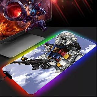 Mouse Pads Sky Gundam Mecha RGB Gaming Mouse Pad Large Size Colorful Luminous for Pc Computer Desktop 14 Colors Led Light Desk Mat Gaming Keyboard Pad