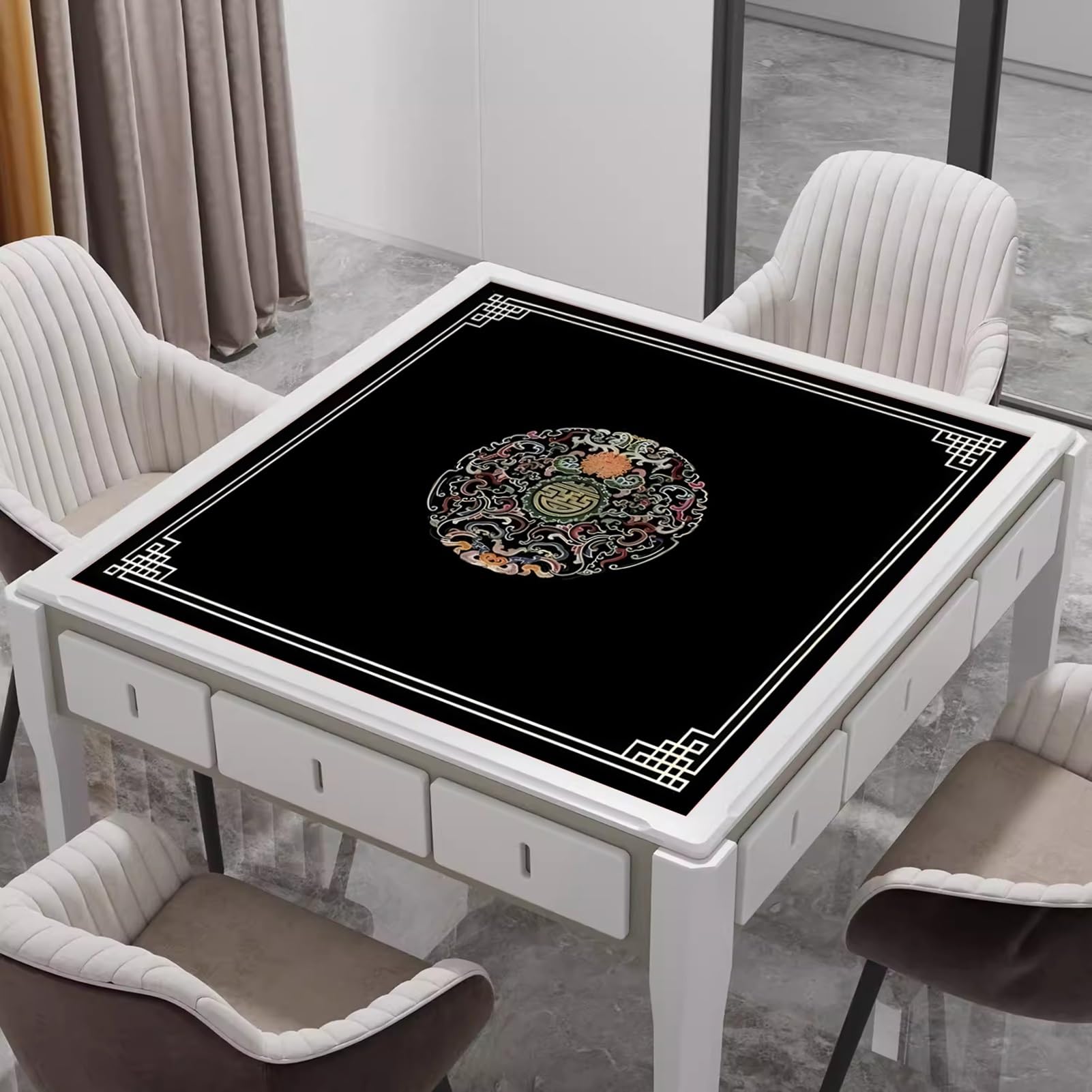 Tovaglia da tavolo per mahjong, Tappetino da Mahjong spesso con borsa portaoggetti, tappetino tavolo quadrato antiscivolo e antirumore