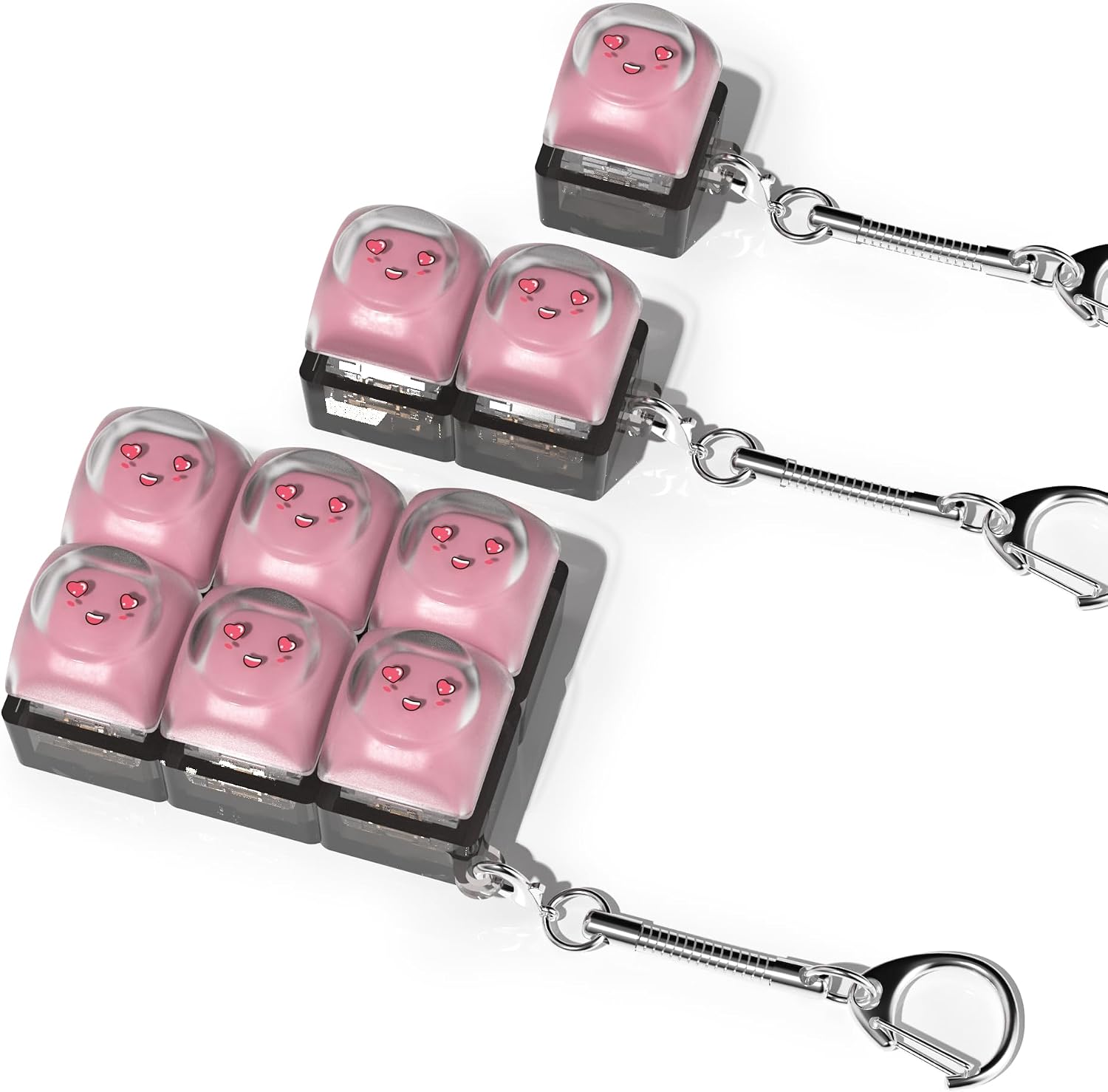 3Pack Keyboard Fidget Toy, Light Red Clicky Clicker Fidget Keychain