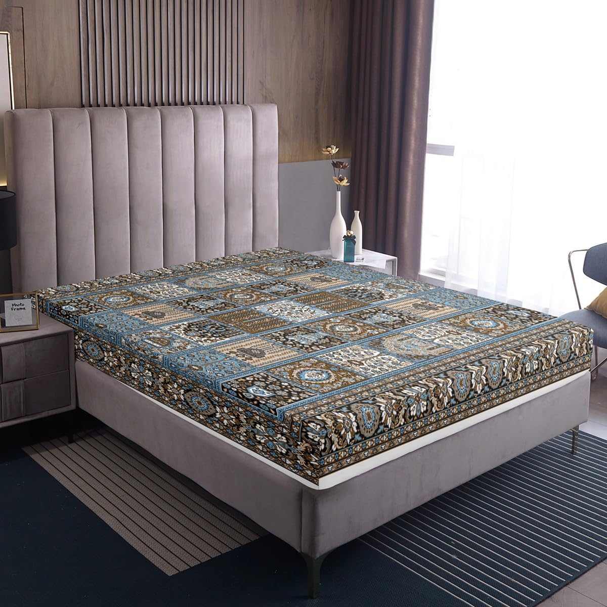 Homewish Vintage 90 x 200 x 30 Leaves Abstract Flowers Bed Linen