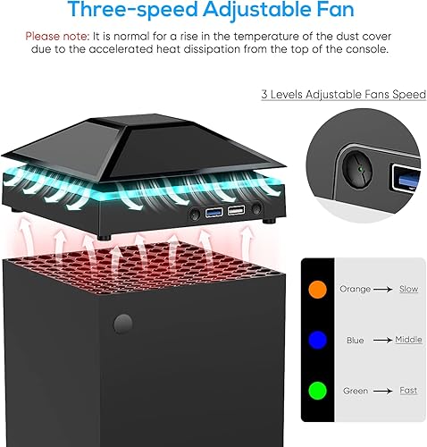 Miniatura 4 de Ventilador de refrigeración RGB para Xbox Series X con filtro de cubierta antipolvo y soporte de refrigeración vertical compatible con Xbox Series X