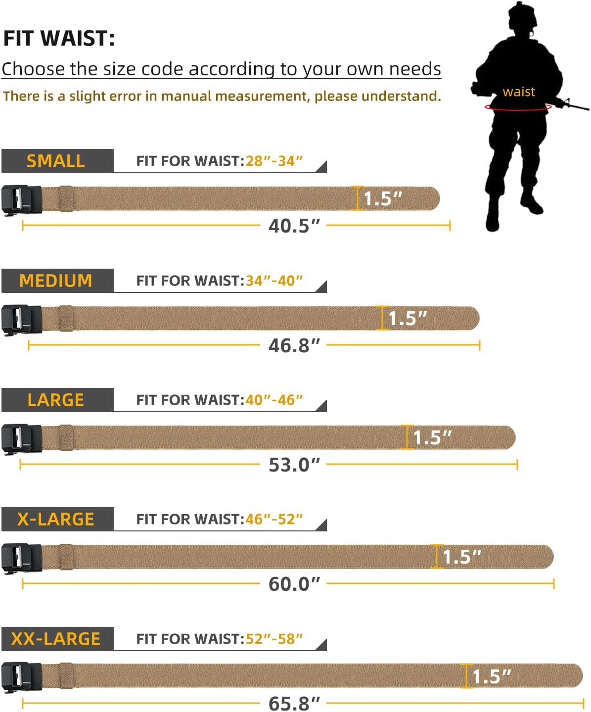 IDOGEAR SPORTS Tactical Ratchet Belt 1.5” EDC Gun Belt Reinforce Heavy Duty Belt With Adjustable Buckle - Image 5