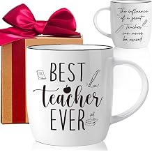 Best Teacher Ever Coffee Mug - Teacher Appreciation Gift for Women & Men - Ceramic Cup for Retirement, Valentines Day, Graduation, Christmas, Birthday - End of Year, Back to School Gift 13oz -261