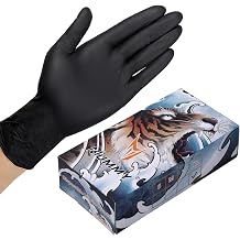 mummy Black Textured Nitrile Gloves 4 Mil,Disposable Latex-Free Gloves Powder-free For Tattoo,Piercing,Beauty Salon,Home Clean,Gardening Use,Hotel Services L-100