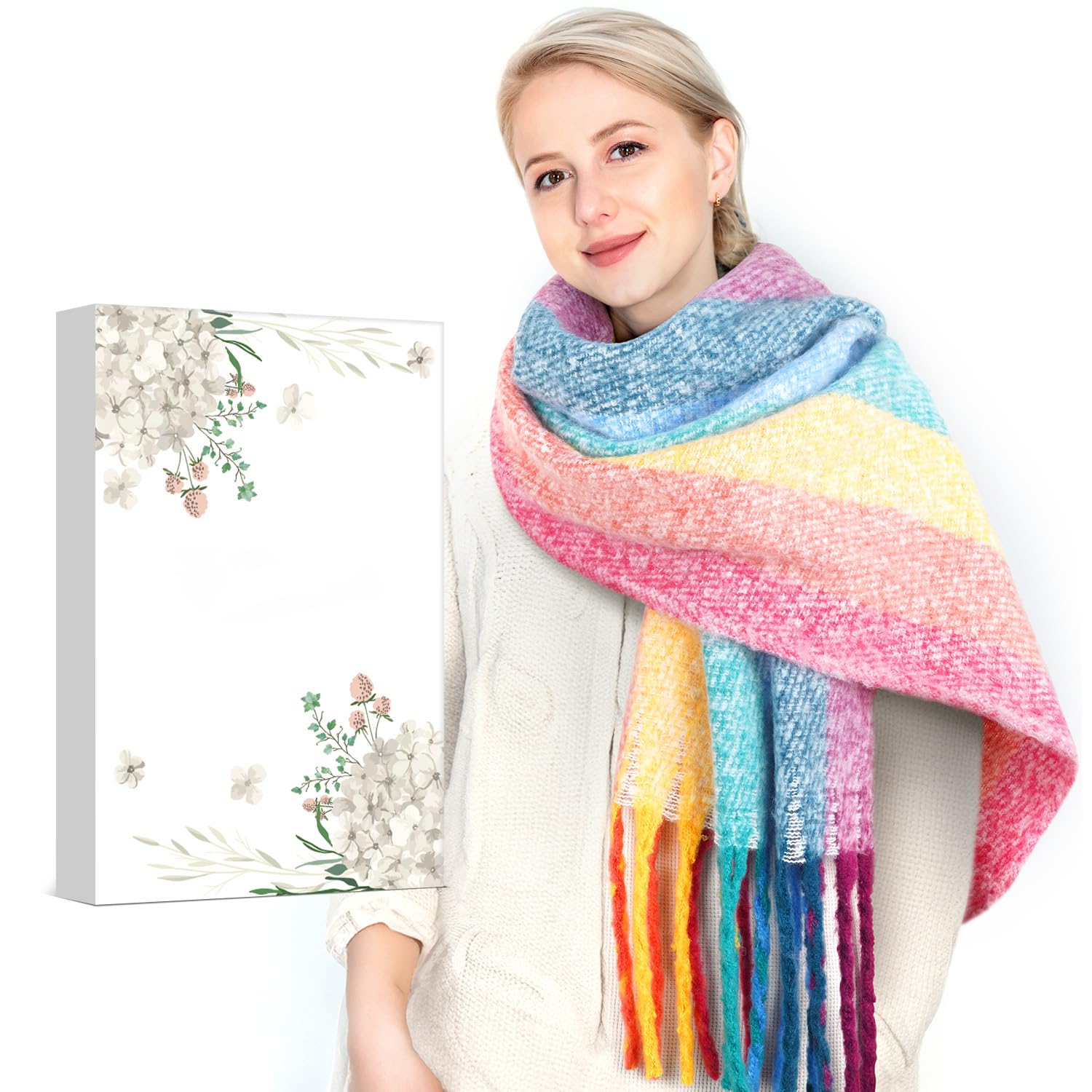 Regali Natale Sciarpa Donna Invernale: Idee Regalo Donna Mamma Amica Nonna Poncho Scialle Donna Invernale Caldo, Sciarpe Invernali Donna Regali Natale Donna Originali per Lei Pashmina Foulard Donna