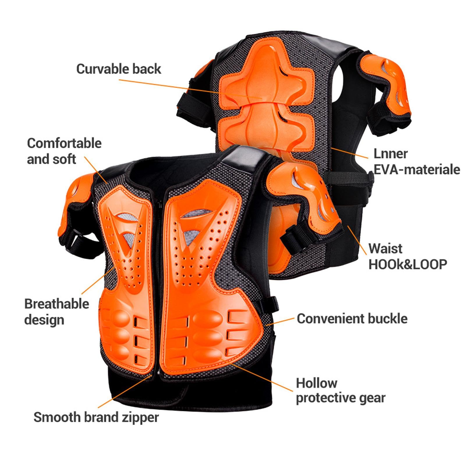 Kinder Brustschutz Motocross – Radfahren Schutzausrüstung | REIT-Schutzanzug mit Knie, Ellbogen, Arm, Schulterschutz, Motorrad-Körperschutz für Jugendliche und Kinder | Motorrad-Reitschutz, Kinder-Reitausrüstungs-Schutzanzug für Radfahren im Gelände
