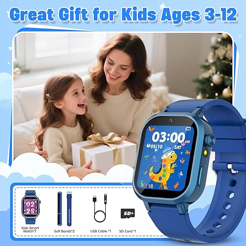Miniatura 9 de Reloj inteligente impermeable para niños de 3 a 12 años con 39 juegos, pantalla táctil HD, reproductor de música, cámara de video, podómetro,