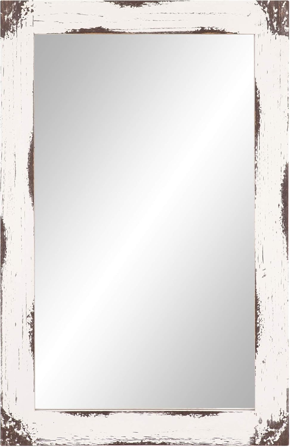 Patton Wall Decor 24x36 Distressed White Reclaimed Wood Wall Mirror