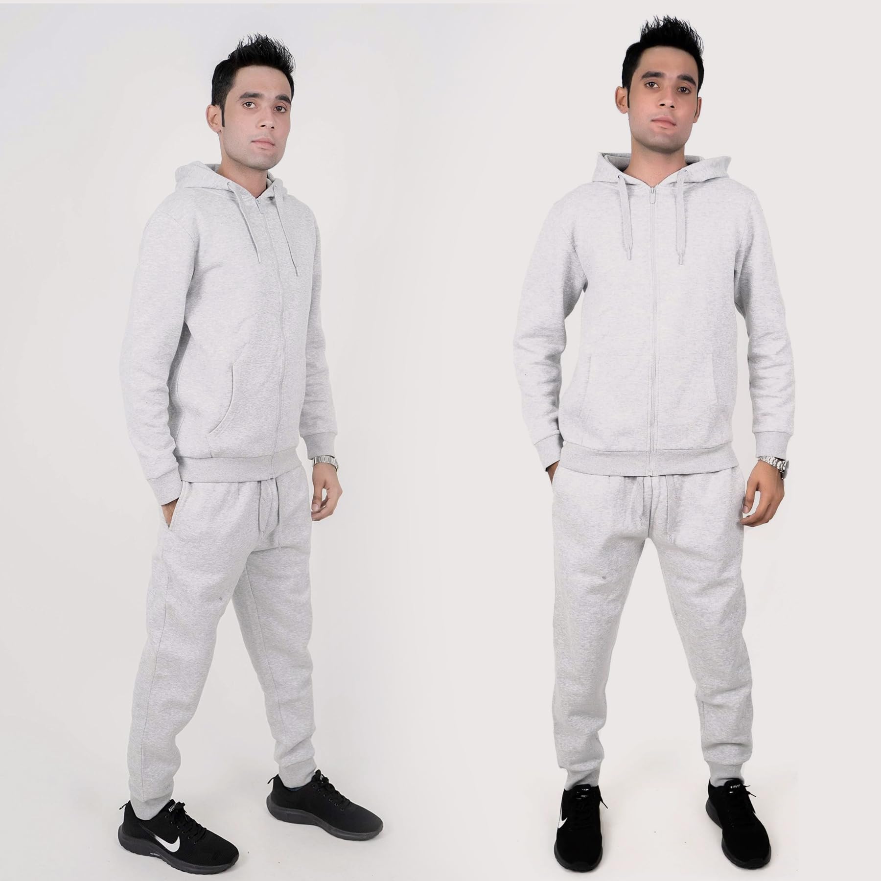 NOROZE Contraste de Cuerda Forro Polar Gimnasio Conjunto del Chándales Pantalón Jogging Capucha Sudaderas para Hombre Talla S M L XL XXL