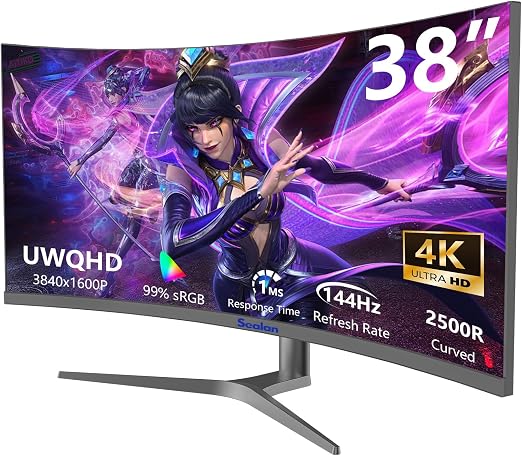Amazon.com: Sealan 38inch Curved Ultrawide Gaming Monitor,4K144Hz,UWQHD ...