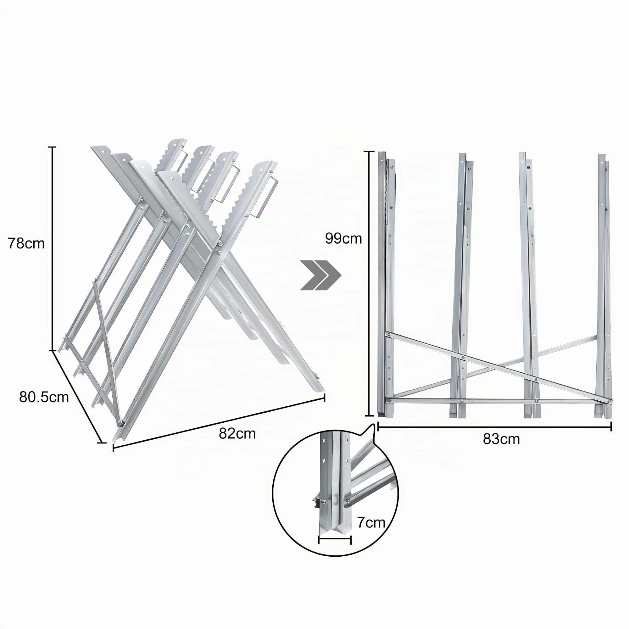 ACXIN Cavalletto pieghevole in metallo, zincato, telaio per sega, pieghevole, per motosega, 82 x 80,5 x 79 cm, portata max. 150 kg