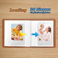 Vista 5 de Ruibytree Álbum de fotos pequeño de 52 bolsillos de 2 x 3 para película instantánea Fujifilm Instax Mini Series, Polaroid Snap, Z2300, cámaras Marrón