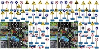 Toyvian 2 Sets para Crianças Placas Rodoviárias Sinais de Madeira Sinais de Brinquedos Sinais de Trânsito Bloco Bloco de Madeira Placar