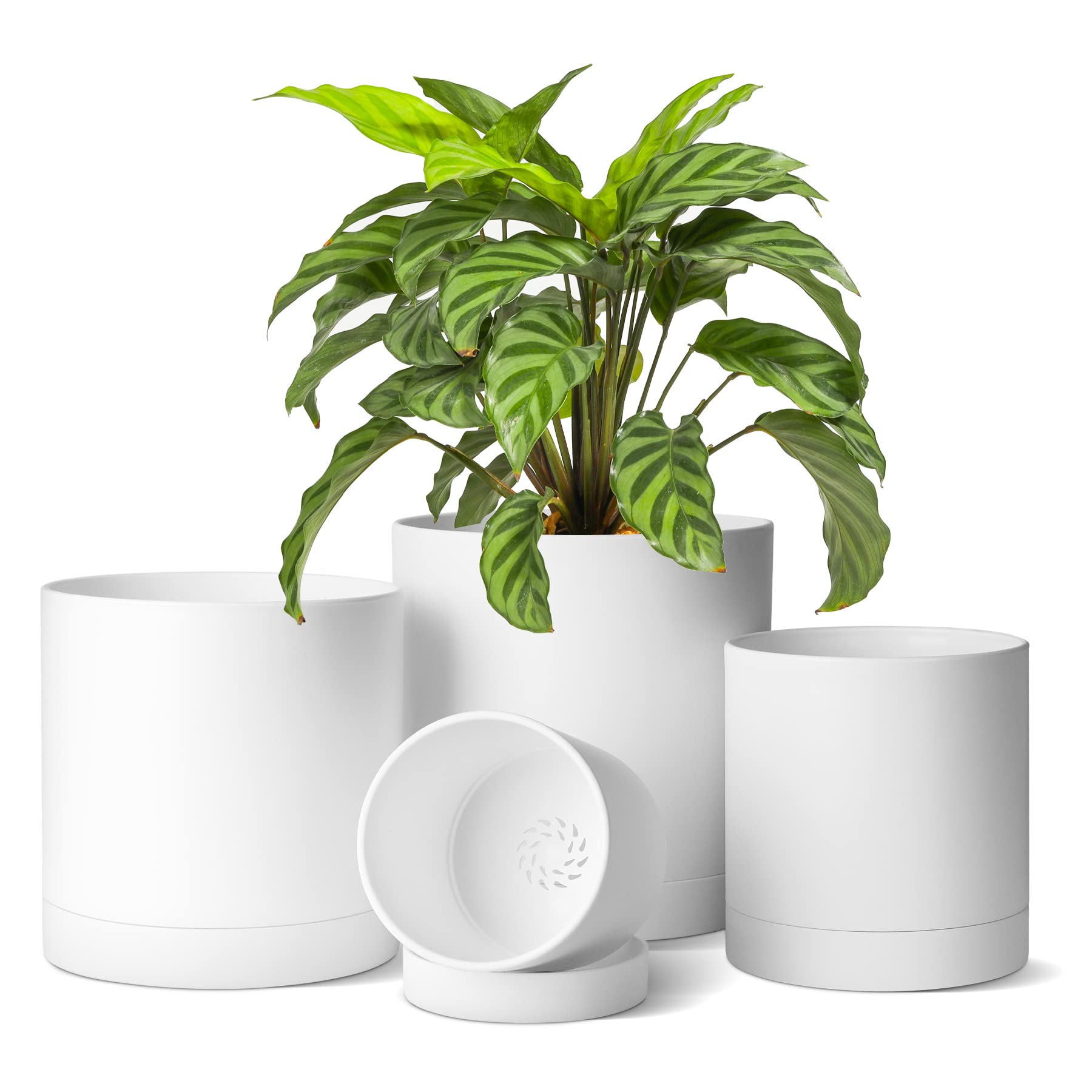 T4U 植木鉢 プラスチック プランター 4点セット 受け皿付き 10/12.5…