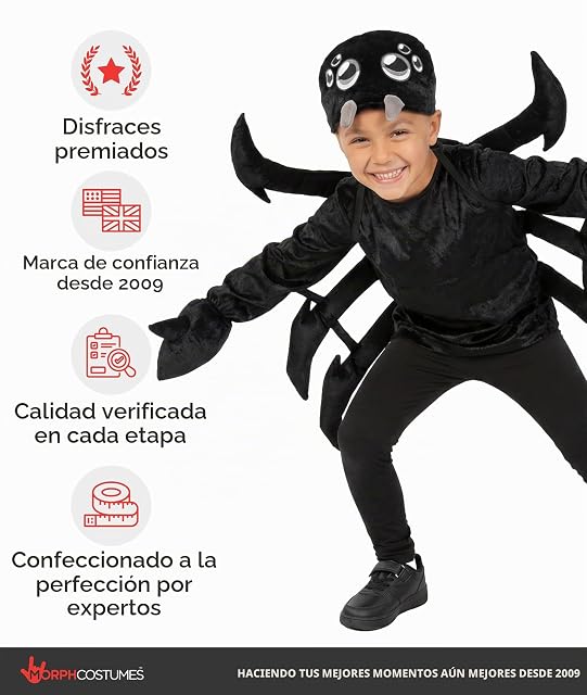 Foto 5 de 7 de Morph Disfraz Araña Niño, Disfraz Araña Halloween Niño, 3-4 años