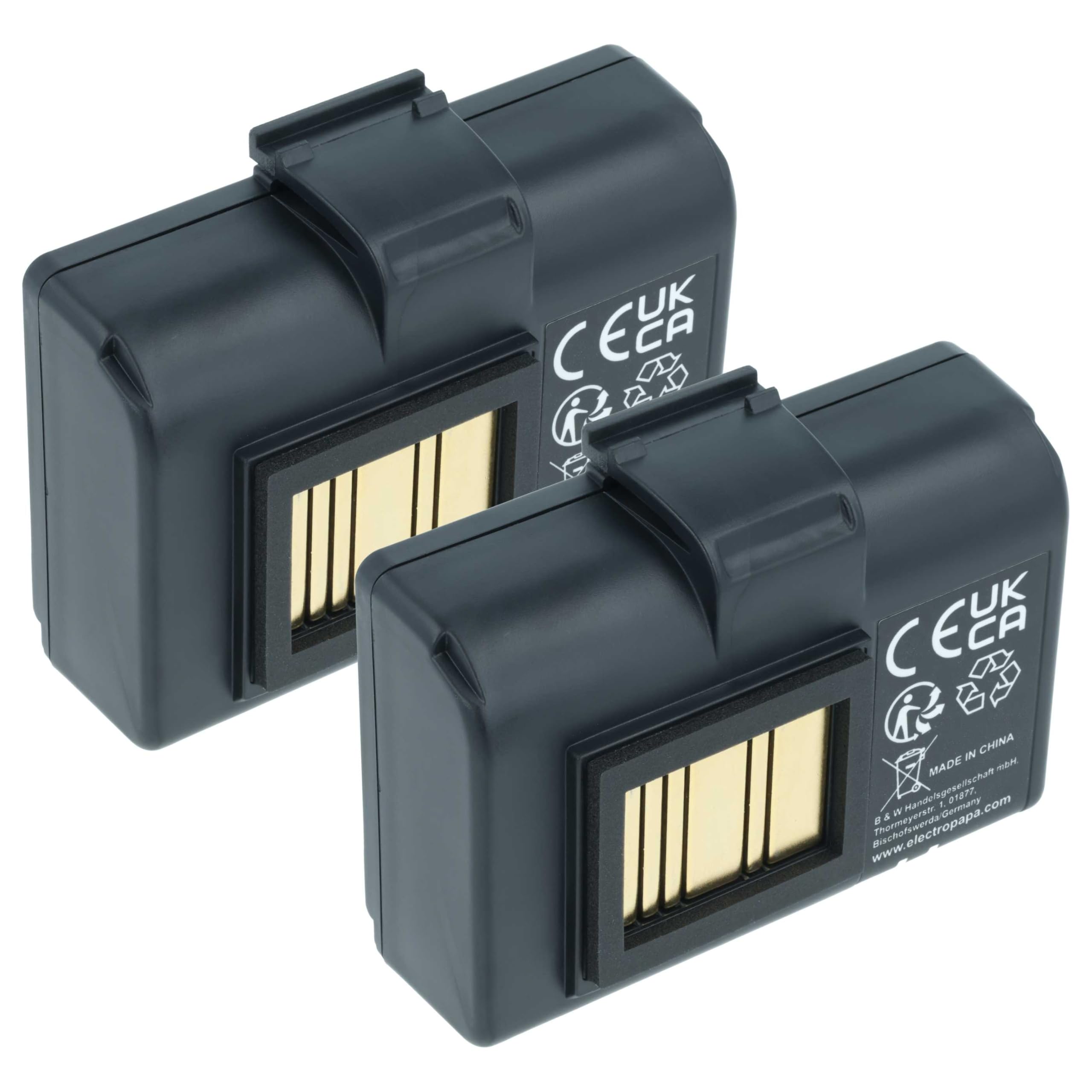 vhbw 2X batería Compatible con Zebra ZQ610, ZQ521, ZQ520, ZQ521 RFID Impresora, copiadora, escáner, Impresora Etiquetas (2600 mAh, 7,4 V, Li-Ion)