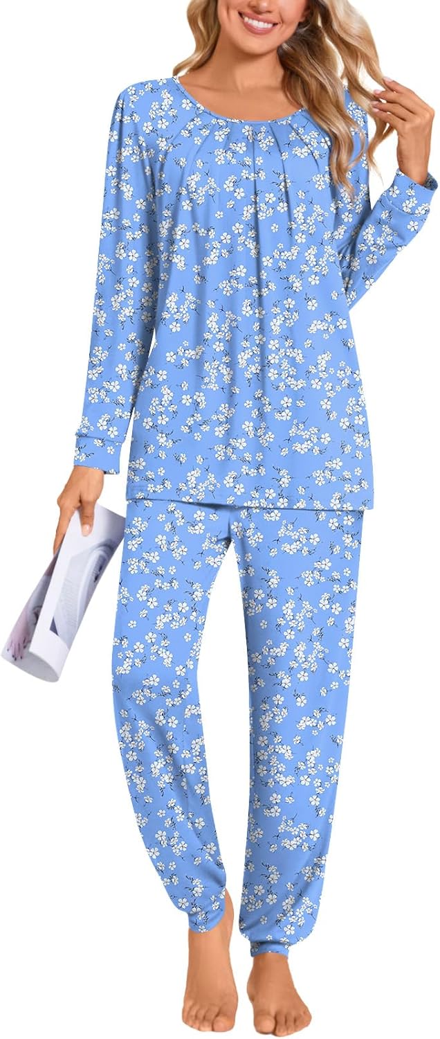 Anymeet Womens Pajama Sets Fall Winter Long Sleeve 2 Piece Sleepwear Soft Lounge Outfits with Pockets - Image 2