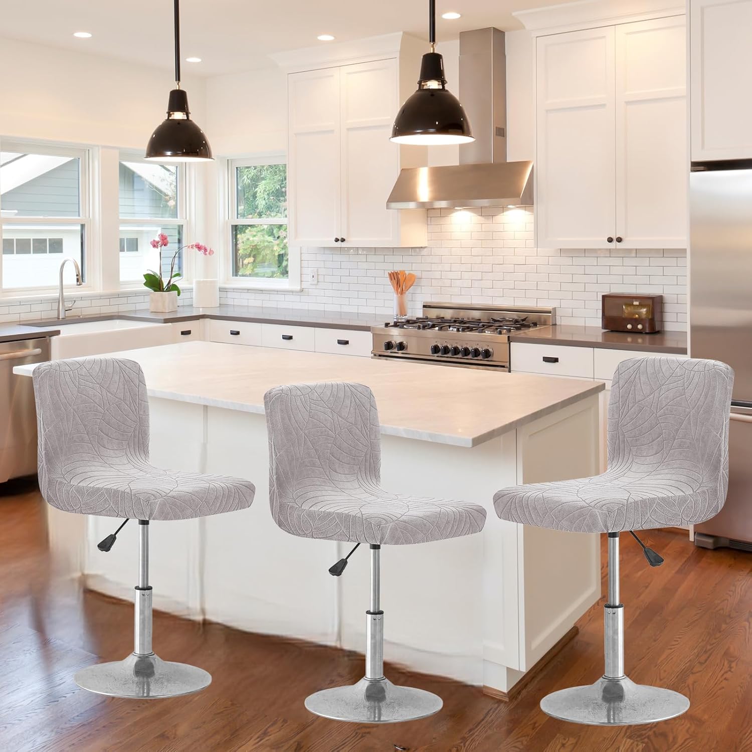 Eco-Ancheng Bar Stool Covers 4PCS Counter Height Bar Stool Cover Swivel Bar Stools Slipcovers Waterproof Pub Counter Stool High Back Chair Cover Counter Stool Bar Chair Covers for Kitchen Bar Cafe,12