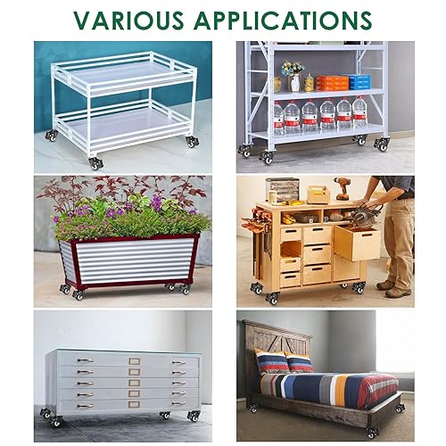 Miniatura 6 de 8T8 Ruedas giratorias de 2 pulgadas, juego de 4, ruedas industriales resistentes con freno, ruedas de bloqueo sin ruido con ruedas de poliuretano